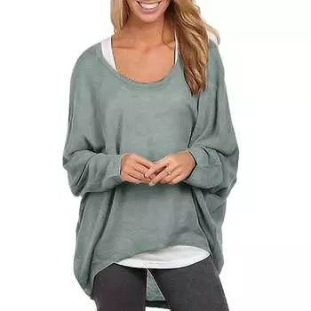 Женская верхняя повседневная рубашка, негабаритная свободная футболка с длинными рукавами и открытыми плечами S