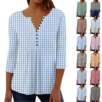 Женская верхняя свободная футболка с рукавом семь четвертей на пуговицах S винный