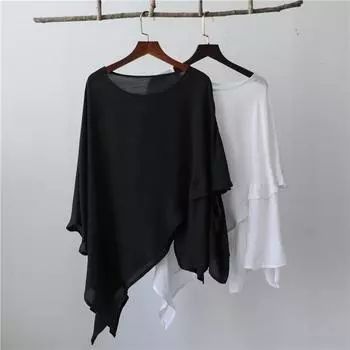 Женская весенне-летняя футболка с элегантным дизайном и нерегулярным краем, женский тонкий свободный солнцезащитный крем one size вино красного