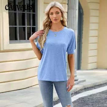 Женская весенне-летняя футболка с рукавами-вставками и пуговицами, футболка с круглым вырезом S белый