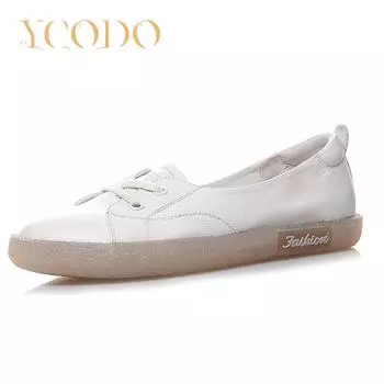 Женская весенне-летняя кожаная повседневная обувь на мягкой подошве для девочек, студенческая обувь без шнуровки 41 белый