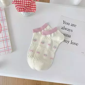 Женская весенне-летняя модель тонкая, милая и очаровательная, носки с бантом в клетку 1 pair