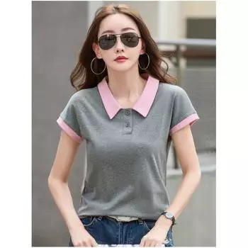 Женская весенне-летняя облегающая трикотажная футболка хитового цвета Темпераментная блузка с воротником снаружи 3XL зелёный