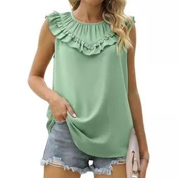 Женская весенне-летняя плиссированная безрукавка, повседневная и удобная рубашка S белый