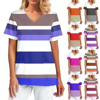 Женская весенне-летняя повседневная свободная футболка с v-образным вырезом и короткими рукавами с принтом M красный