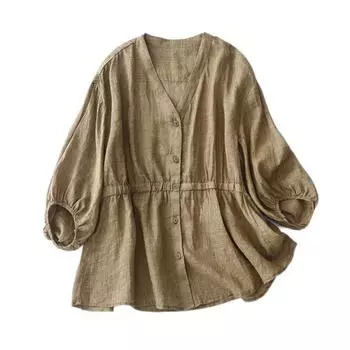Женская весенне-летняя рубашка с v-образным вырезом и половиной рукавом, однотонный пуловер, топы с узкой талией, тонкие свободные дышащие топы, уличная одежда 2XL