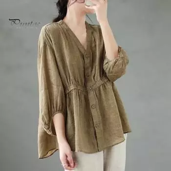 Женская весенне-летняя рубашка с v-образным вырезом и половиной рукавом, однотонный пуловер, топы с узкой талией, тонкие свободные дышащие топы, уличная одежда 2XL синий