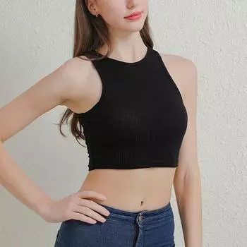 Женская весенне-летняя сексуальная футболка на бретельках, жилет M чёрный