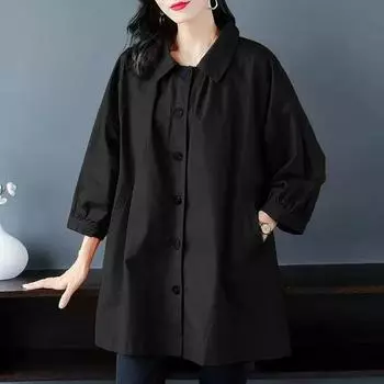 Женская весенне-летняя свободная повседневная ветровка средней длины большого размера L оранжевый