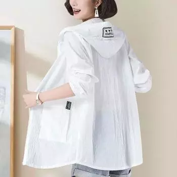 Женская весенне-летняя тонкая рубашка из семи цветов, короткая рубашка большого размера с капюшоном и застежкой-молнией, с длинными рукавами, от солнца 5XL