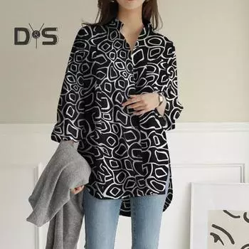 Женская весенне-осенняя блузка с отложным воротником, длинным рукавом, свободная, с принтом в тон, нагрудным карманом, однобортная, с разрезом по низу, с длинным рукавом, мягкая женская блузка 3XL красный