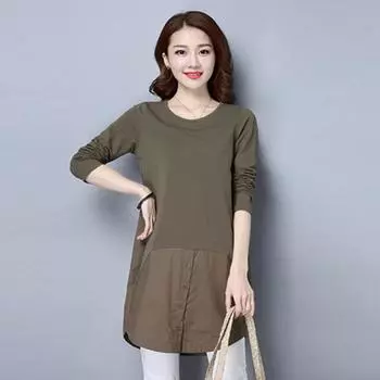 Женская весенне-осенняя длинная футболка, повседневная рубашка большого размера с длинным рукавом 5XL белый