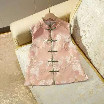 Женская весенне-осенняя китайская короткая жаккардовая жилетка в этническом стиле, верхняя одежда, топы 2XL
