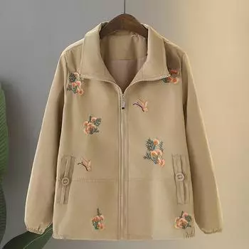 Женская весенне-осенняя куртка большого размера с воротником-стойкой, свободная офисная куртка, повседневная куртка с принтом 5XL