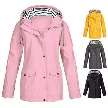 Женская весенне-осенняя куртка с капюшоном на шнурке и длинными рукавами, пальто, планка с пуговицами на молнии, карманы с клапанами, ветрозащитная ветровка, уличная одежда L серый