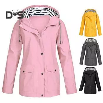 Женская весенне-осенняя куртка с капюшоном на шнурке и длинными рукавами, пальто, планка с пуговицами на молнии, карманы с клапанами, ветрозащитная ветровка, уличная одежда L серый