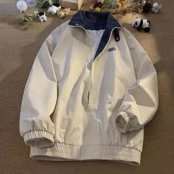 Женская весенне-осенняя куртка с лацканами и длинными рукавами, плащ на молнии с карманами, повседневная ветровка, уличная одежда S темно-синий