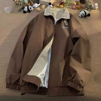 Женская весенне-осенняя куртка с лацканами и длинными рукавами, плащ на молнии с карманами, повседневная ветровка, уличная одежда 2XL кофейный