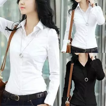 Женская весенне-осенняя модная тонкая деловая одежда с длинным рукавом, официальная одежда, рабочая одежда, нижняя рубашка S чёрный