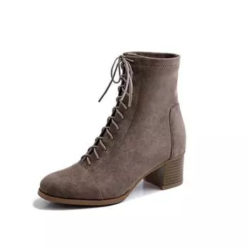 Женская весенне-осенняя обувь, ботильоны длиной 22-25 см, эластичные ботинки, ботильоны на среднем каблуке 34 чёрный