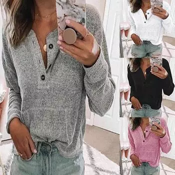 Женская весенне-осенняя однотонная рубашка в рубчик с открытыми пуговицами и длинными рукавами в рубчик, футболка, топ S розовый