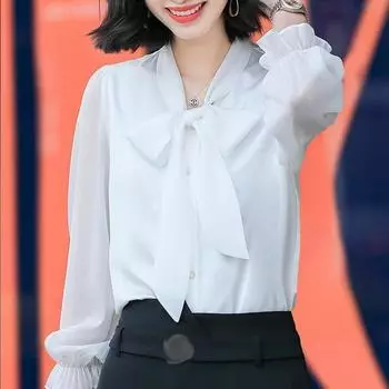 Женская весенне-осенняя однотонная свободная рубашка больших размеров, блузка с рукавом девять минут, прикрывающая живот, тонкая рубашка с V-образным вырезом 4XL