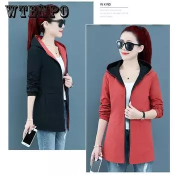 Женская весенне-осенняя свободная двусторонняя бейсбольная форма без принта средней длины, куртка с капюшоном больших размеров, куртка 5XL