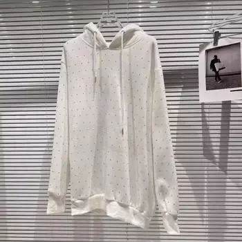 Женская весенне-осенняя толстовка с капюшоном и круглым вырезом больших размеров 3XL