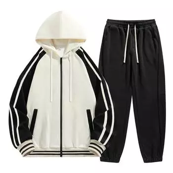 Женская весенне-осенняя толстовка с капюшоном, кардиган, повседневная куртка с открытыми плечами для влюбленных, комплект из двух предметов M белый