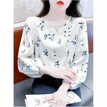 Женская весенняя футболка с длинным рукавом и круглым вырезом с принтом, свободные, удобные, элегантные топы для поездок на работу 2XL красный