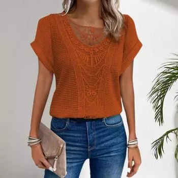 Женская весенняя футболка с круглым вырезом и коротким рукавом, пуловер, однотонная повседневная футболка с вырезами, уличная одежда S вино красного