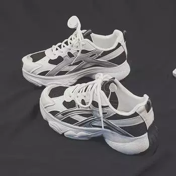 Женская весенняя мода 2024 года Daddy Shoes: Универсальные, удобные, дышащие, уродливо-милые повседневные кроссовки для походов (Y502). 37 белый/чёрный