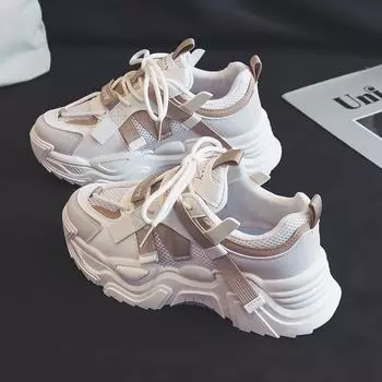 Женская весенняя мода Breathable Daddy Shoes: Модные, симпатичные, повседневные кроссовки для походов CK830. 36 чёрный