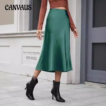 Женская весенняя мода, новая юбка средней длины с высокой талией XS чёрный