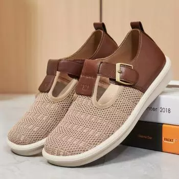 Женская весенняя новая повседневная универсальная женская обувь, легкая и дышащая, одинарная, с пряжкой, мягкая подошва, туфли для мам 36