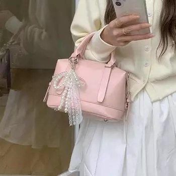 Женская весенняя новая розовая сумка-сумка через плечо, корейская универсальная сумка для боулинга, модная маленькая сумка