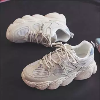 Женская весенняя новая студенческая спортивная обувь для бега повседневная дышащая мягкая подошва легкая сетчатая обувь кроссовки P335 35 бежевый