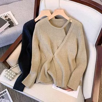 Женская весенняя новая свободная трикотажная рубашка Fat Sister в стиле ретро, однотонная, с нерегулярным мясным покрытием One Size зелёный