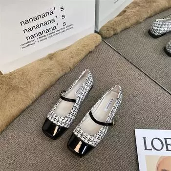 Женская весенняя новинка, прямые женские туфли на плоской подошве с пряжкой, повседневные удобные женские туфли для ходьбы с неглубоким квадратным носком 40