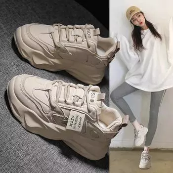 Женская весенняя обувь для папы, новая повседневная универсальная спортивная обувь для студентов на толстой подошве 35