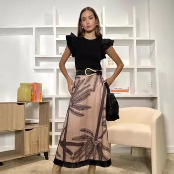 Женская весенняя пляжная юбка в стиле бохо с принтом и большим подолом S