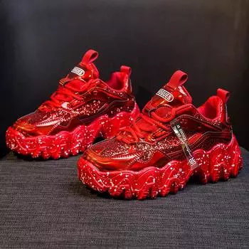 Женская весенняя яркая обувь. Повседневная обувь на платформе. Кроссовки на платформе. Повседневная обувь на волнистой подошве. 35 чёрный