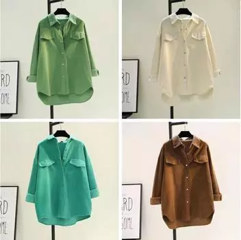 Женская весенняя рубашка-рубашка с двумя карманами, кардиган 8XL зелёный