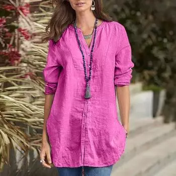 Женская весенняя рубашка с v-образным вырезом и длинным рукавом, однобортная рубашка, топы, свободная посадка, пуговицы, планка XL хаки