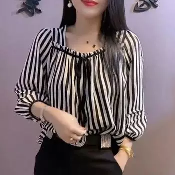 Женская весенняя свободная шифоновая рубашка больших размеров, повседневные удобные топы для поездок на работу 5XL