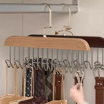 Женская вешалка для бюстгальтера с несколькими крючками, деревянная вешалка для ремня, прочная и долговечная, экономит место в шкафу, органайзер для шарфов цвет старого дерева