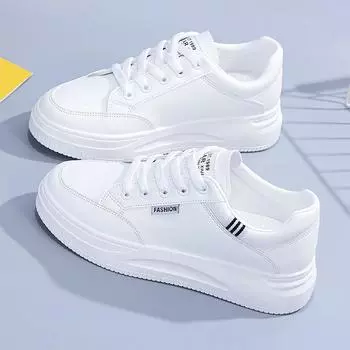 Женская весна 2024 года, новая повседневная обувь на толстой подошве для занятий спортом, кроссовки для студентов, женская белая спортивная обувь на платформе для тенниса 35 белый