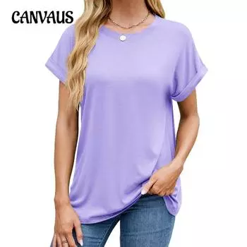 Женская весна и лето, новые однотонные свободные футболки с круглым вырезом и короткими рукавами S чёрный