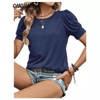 Женская весна и лето новые свободные футболки с круглым вырезом и короткими рукавами, украшенные пуговицами S королевский синий
