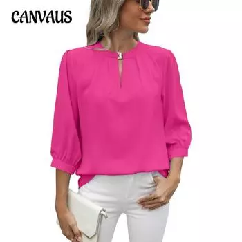 Женская весна и лето, новые свободные шифоновые рубашки с V-образным вырезом и рукавом семь минут S белый